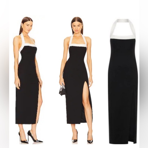 NICHOLAS Dresses & Skirts - Nicholas Elegant Black White Halter Dress Jane Evening Size US XL